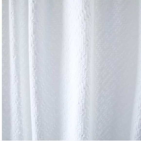 Haven Diamond Pattern Shower Curtain White Soft Texture 100% Cotton - Picture 3 of 5